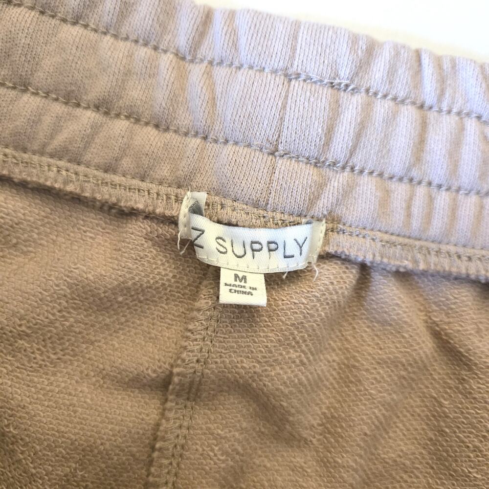 Z SUPPLY 100% Cotton Fleece Lounge Sweat Shorts Tan Drawstring M - Picture 3 of 4